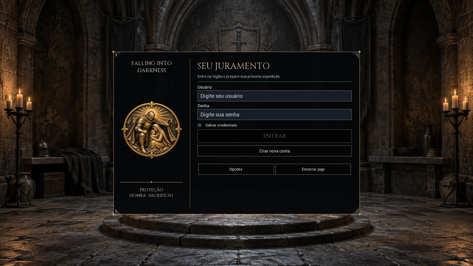 Login — interface real da candidata Alpha 2.0.3.