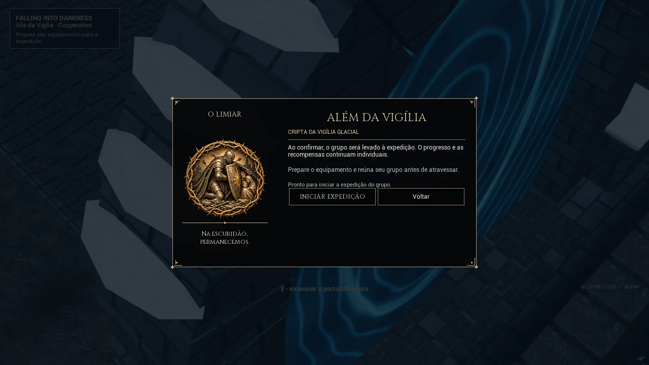 Entrada da dungeon — diálogo real com confirmação do líder.